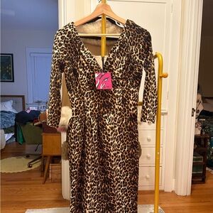 Vixen by Micheline Pitt Leopard Long Sleeve Dress